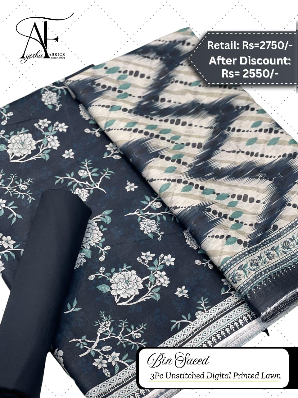 unstitched digital printed lawn