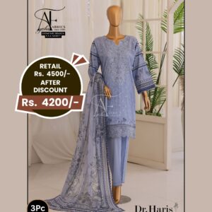 3pc digital printed slub lawn suit by dr. haris